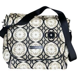 PETUNIA PICKLE BOTTOM Black tabn embroidered upscale diaper bag insulated